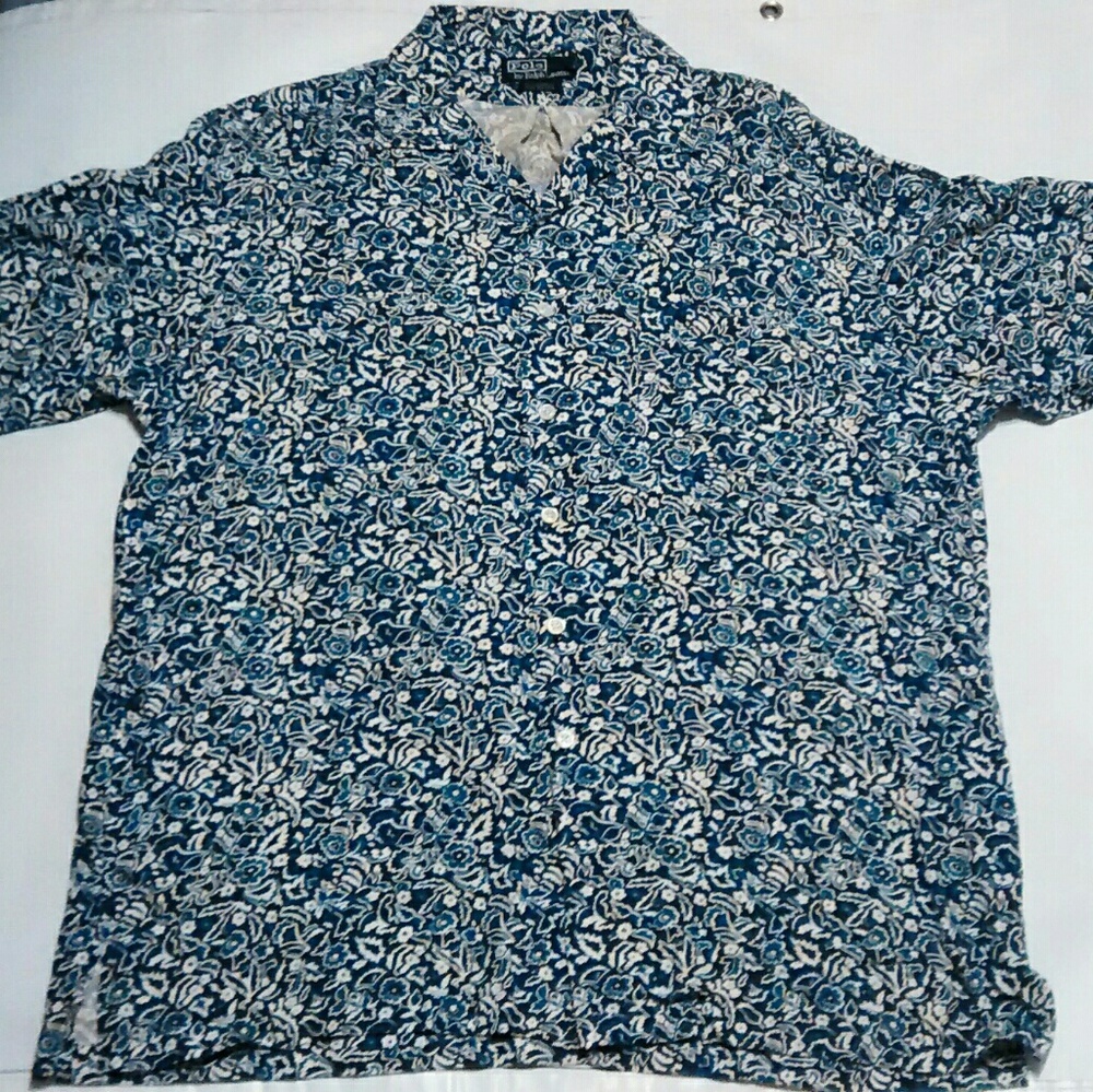 Polo by Ralph Lauren Blue Floral Hawaiian Shirt